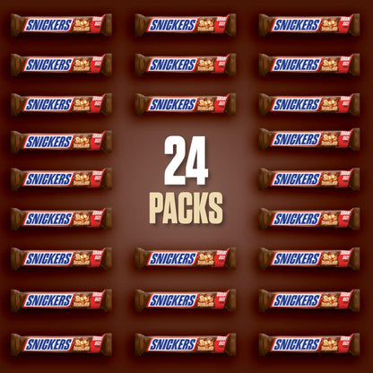 SNICKERS Candy Milk Chocolate Bars, Share Size Bulk Pack, 3.29 oz Bar (Pack of 24)